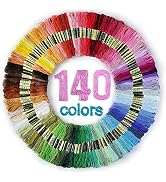 Premium Rainbow Color Embroidery Floss 140 Skeins Per Pack with Cotton for Cross Stitch Threads, ...