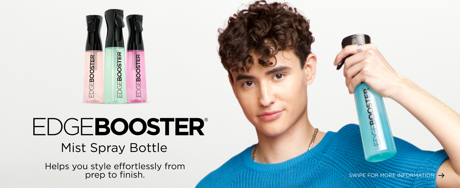 EDGE BOOSTER Spray Mist Bottle for hair styling prep with fine continuous mist and easy handle