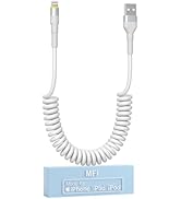 Coiled iPhone Lightning Cable with Apple Carplay, Retractable iPhone Car Charger Cord [MFI Certif...