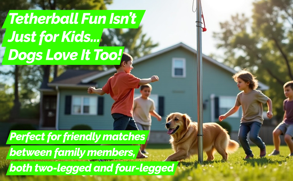 tetherball tether ball pole rope set backyard grass lawn metal for kids dogs pets