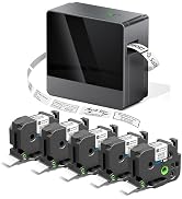 EazeID Label Maker with 5PK White 24mm Tapes, Bluetooth Label Maker Machine with-Tape, Portable W...