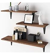 BAMEOS Floating Shelves, Rustic Wood Wall Storage Shelves, Wall Mounted Shelf Organizer Set of 3 ...