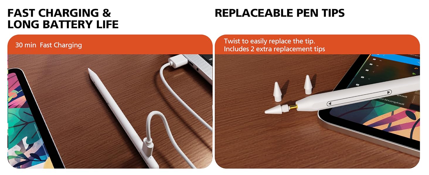 Long Battery Life & Replaceable Pen Tips