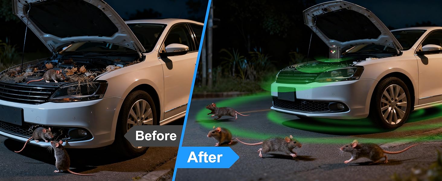 battery operated rodent repellent for car engines