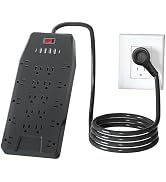 ZHANGONG 20-Outlet Surge Protector Power Strip with 6 USB Ports (2 USB C) | 2000j Surge, 1875w/15...