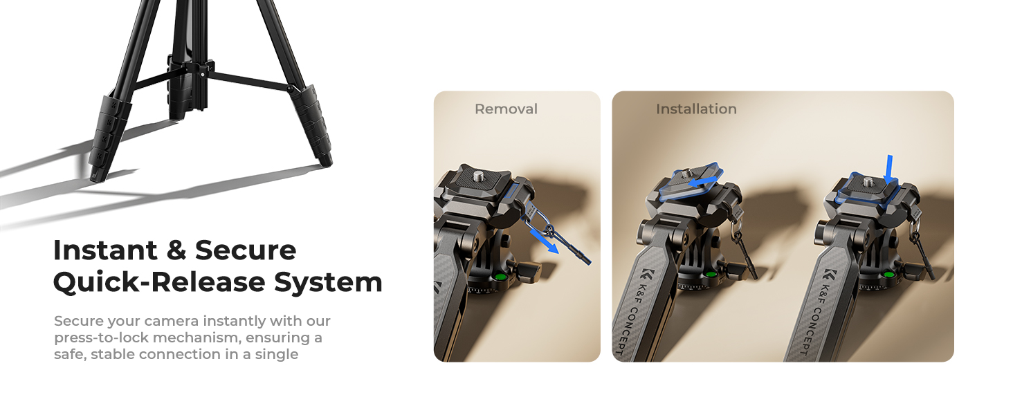 Press-to-lock mechanism. Secure your camera instantly. Fast removal & installation