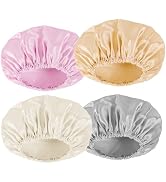 AmazerBath 4-Pack Shower Caps for Women, Double Waterproof Layers Bathing Shower Cap Elastic and ...