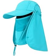 Foldable Sun Cap, Fishing Hats, UPF 50+ Protection Caps with Face Mask Neck Flap