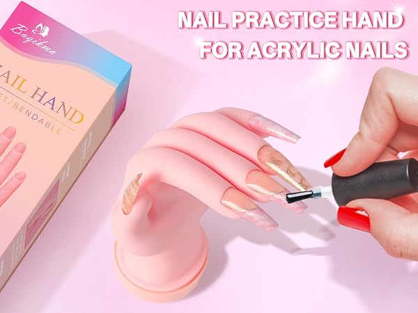 3- practice nail hand mano para practicar uñas acrílicas