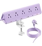 SMALLRT Purple Desk Clamp Power Strip with 6.5 FT Extension Cord, PD 40W USB-C Fast Charging Port...