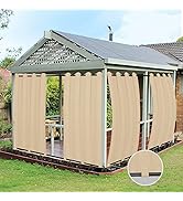 Easy-Going Outdoor Curtains Waterproof Windproof Weatherproof Curtain for Patio, Cabana, Porch, P...