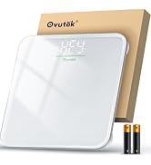 Ovutek Bathroom Scale for Body Weight, 5mm Tempered Glass, 400lb | Highly Accurate Digital Weighi...