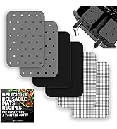 Air Fryer Reusable Mats Accessories for Ninja Foodi Dual DZ201, Double Basket Ninja Air Fryer, Fo...