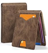 XZVXZV Man Slim Wallet Leather Money Clip RFID Blocking Front Pocket Minimalist Bifold Wallet Thi...