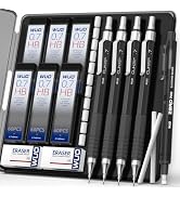 WUO 0.7mm Mechanical Pencil Set with Eraser Pen, 4-Pack, Black | 360PCS HB Lead Refills, 2 Eraser...
