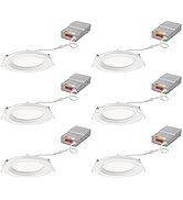 Juno LED Recessed Lights 6 Inch Round Wafer Downlight, 5-in-1 Switchable White Color Temperature,...
