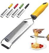Cheese Grater Handheld & Lemon Zester with Handle, Stainless Steel Citrus Zester for Parmesan Gar...