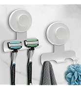 Shower Razor Holder 2 Pack,Heavy-Duty 7KG Suction Cup Razor Holder for Shower,Razor Hooks for Sho...