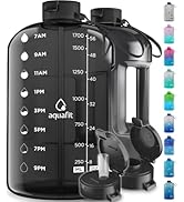 AQUAFIT Half Gallon Water Bottle With Times To Drink - 64 oz Water Bottle With Straw - Water Jug ...