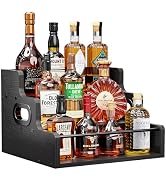 KLM Liquor Bottle Display Shelf, Coffee Syrup Rack Organizer, 3 Step Countertop Liquor Wine Rack,...