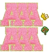 Jongdari Iron On Letters Chenille Letter Patches for Clothing, 2.2'' Varsity Self Adhesive Letter...