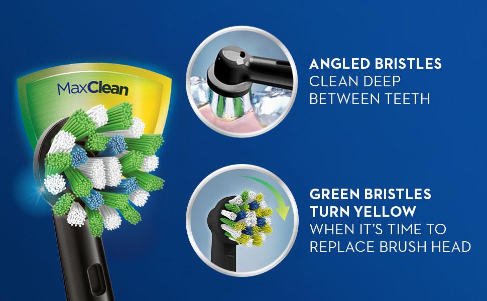 Oral-B Crossaction replacement heads max clean bristles turn yellow