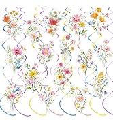 36 Pcs Wildflower Hanging Swirl Decorations Flower Birthday Decorations Floral Hanging Swirls Wil...