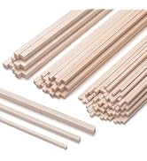 Balsa Wood Sticks for Crafts, Balsa Wood Strips 1/8 in+3/16 in+1/4 in, 90 PCS 12 inch Square Wood...