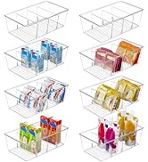 Vtopmart 8 Pack Food Storage Organizer Bins, Clear Plastic Bins for Pantry, Kitchen, Fridge, Cabi...