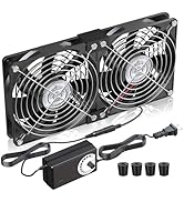 2X120mm Computer Fan with AC Plug - 240x120mm DC 12V (3V-12V Adjustable) Cooling Fan for PC Case,...