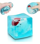 Ice Squishy Stress Cube Fidget Toys Adults, Glow-in-The-Santa Claus 5cm(1.97") Glow in The Dark S...