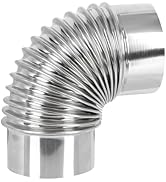 DOITOOL 3.5 Inch Stove Pipe Elbow, 90 Degree Stove Pipe Stainless Steel Flue Extension Elbow Chim...