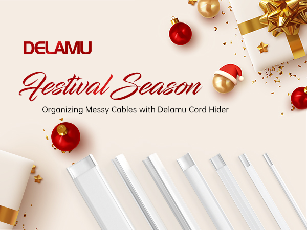 Cord Cover, Delamu 254in Cable Concealer, PVC Cord Hider on Wall