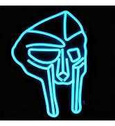 Mask Neon Sign, Blue Hip Hop Icon Wall Light, Inspired by Underground Rap Legend, MF DOOM Tribute...