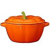 Ceramic Pumpkin Bowl with Lid, 1.26lb Double Ear Steaming Egg Bowl, Cute Household Soup Bowl Safe...