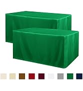 Obstal 2 Pack Green Table Clothes for 6 Foot Rectangle Tables - Water Resistant Washable Fabric P...
