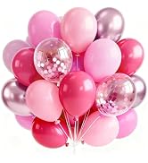PartyWoo Pink Balloons 66pcs 12 Inch Pearl Metallic Mauve Magenta Fuchsia Hot Pink Confetti Latex...