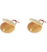 2Pcs Wooden Castanet, Percussion Instrument - Hand Finger Castanets, Wood Castanets Classroom DIY...