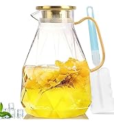 Yirilan Glass Pitcher,1.6 Liter Water Pitcher With Lid, Iced Tea Pitcher for Fridge, Glass Water ...