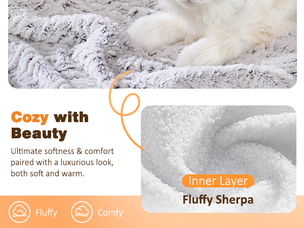 Cozy with beauty. The inner side of the blanket is fluffy sherpa and breathable faux fur outside