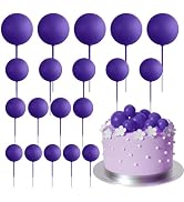 ASTARON 20 Pcs Ball Cake Topper Decorations Mini Balloons Cake Topper Sticks Dark Purple Balls Ca...