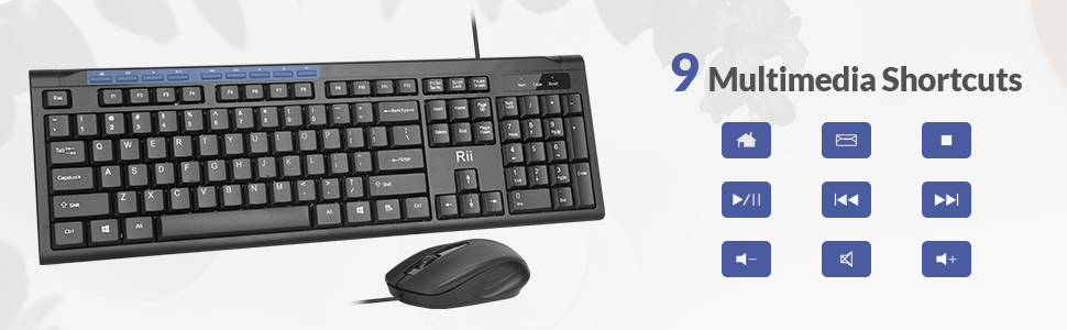 Multimedia USB Wired Keyboard and Mouse Combo