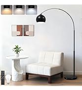 77” Arc Floor Lamp for Living Room, Upgraded Black Standing Lamp with Remote, 3 Color Temperature...