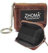 ZHOMA RFID Blocking Genuine Leather Credit Card Case Holder Security Travel Wallet With Removable...