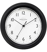 Presentime & Co. 8.5" Modern Farmhouse Essential Wall Clock, Silent Non Ticking, Black Color. (Wa...