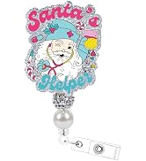 Santa Badge Holder Retractable Clip - Cosmisun Christmas Badge Reel with Alligator Clip Glitter N...