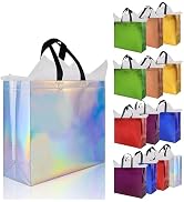 cabzymx 14 pcs Glossy Gift Bags Sets, 12.6 x 4.7 x 11 In Non-woven Reusable Party Bags with Sturd...