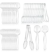 Mwellewm 72Pcs Serving Utensils Large Plastic Serving Utensils Set Serving Spoons for Buffet Clea...