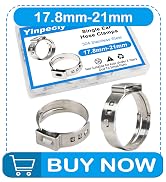 Yinpecly 40Pcs 17.8mm-21mm (5/8") Single Ear Hose Clamps PEX Crimp Rings | 304 Stainless Steel PE...