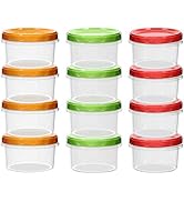 12-pack 8oz/250ml reuseable small plastic freezer storage container jars with screw lid for food ...